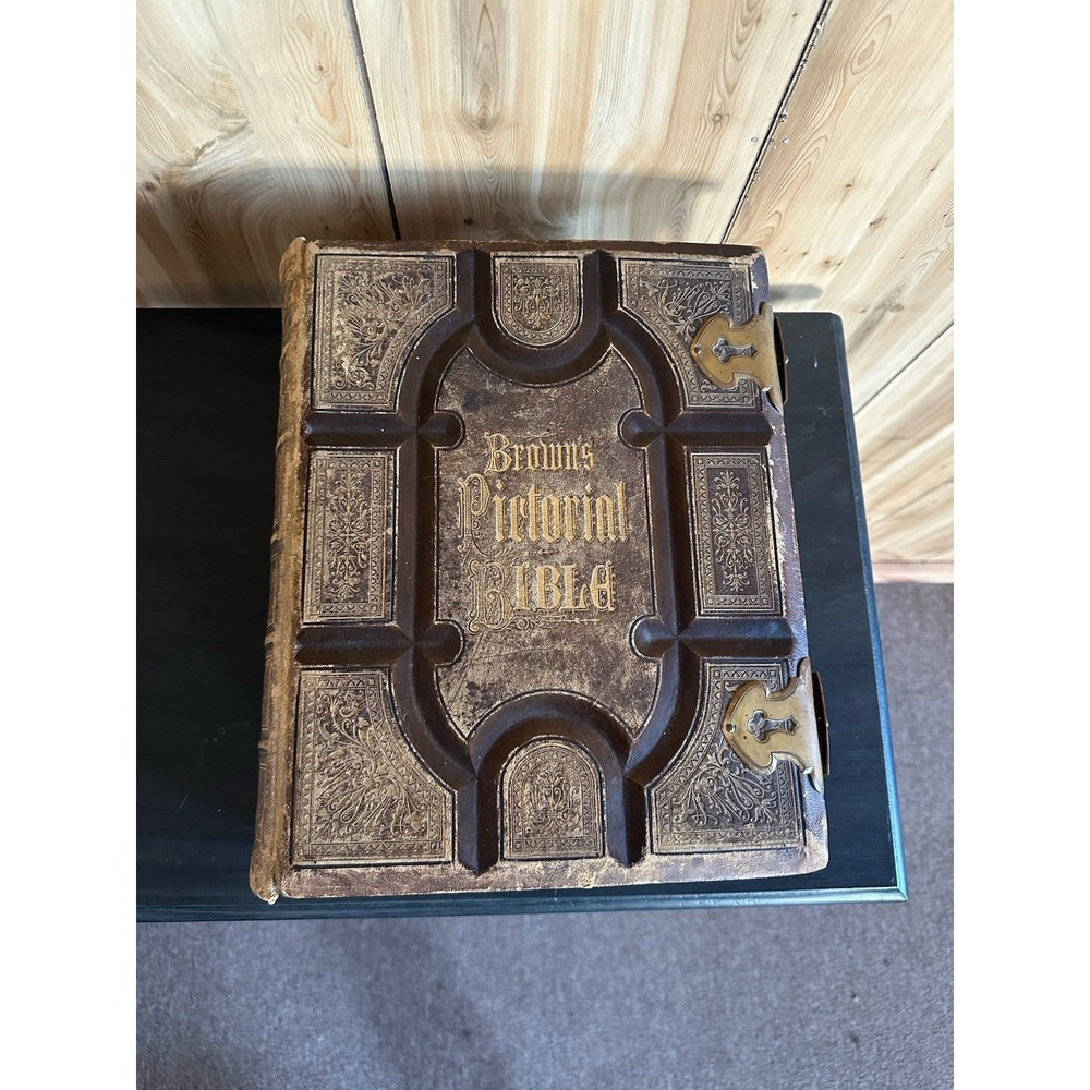 Brown's Pictorial Bible, Antique 1873 Victorian W/ Family  Tintypes GORGEOUS